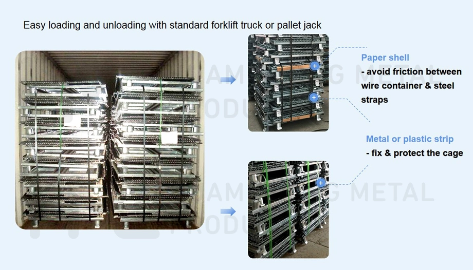 Large Storage Wire Mesh Collapsible Stackable Foldable Container with Lid