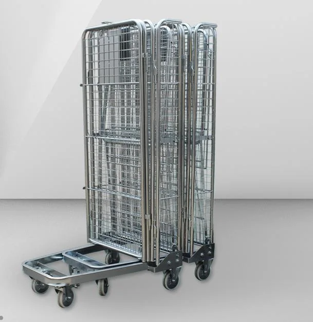 Logistics Collapsible Warehouse Cargo Storage Wire Mesh Roll Cage Warehouse Mesh Roll Storage Container