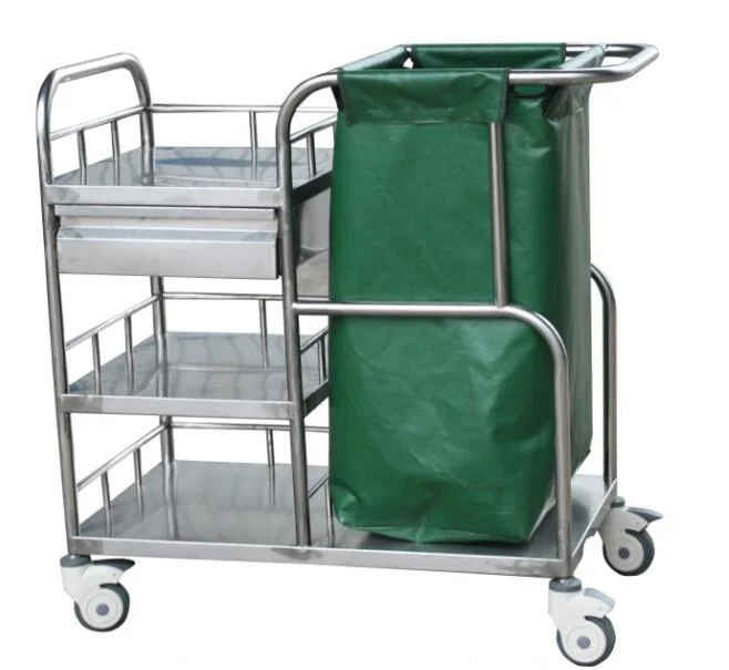 CE ISO Hospital Medical Ward Room Laundry Dressing Cleaning Trolley Cart with Cabinets