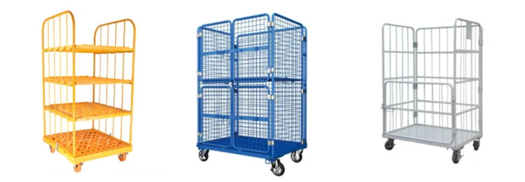 Chrome Plating Wire Laundry Cart Laundry Basket Cart with Wheel